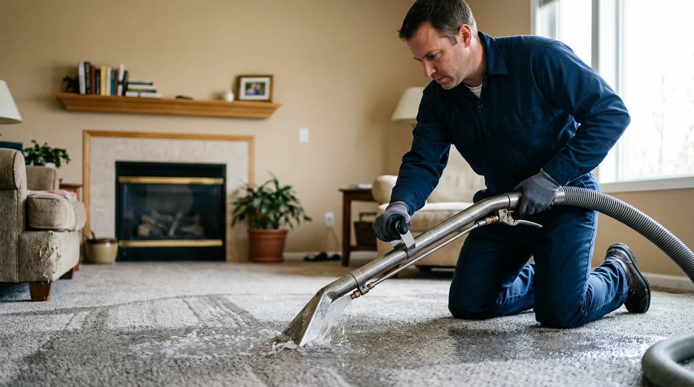 Water damage restoration technician working near Mims, FL